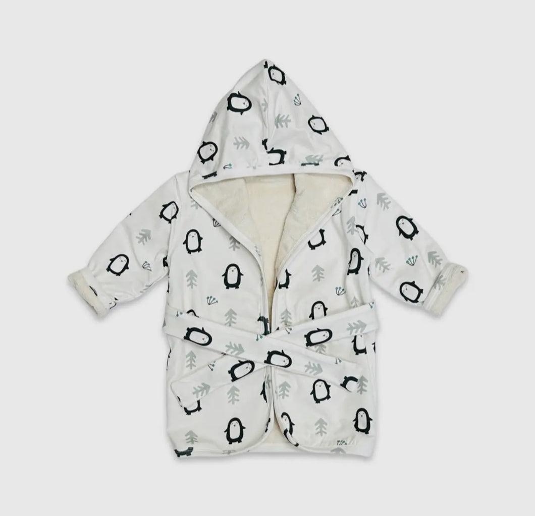 Penguin Hooded Baby Bathrobe- 0-9m