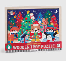 Load image into Gallery viewer, Festive Friends 12 Piece Wooden Tray Puzzle
