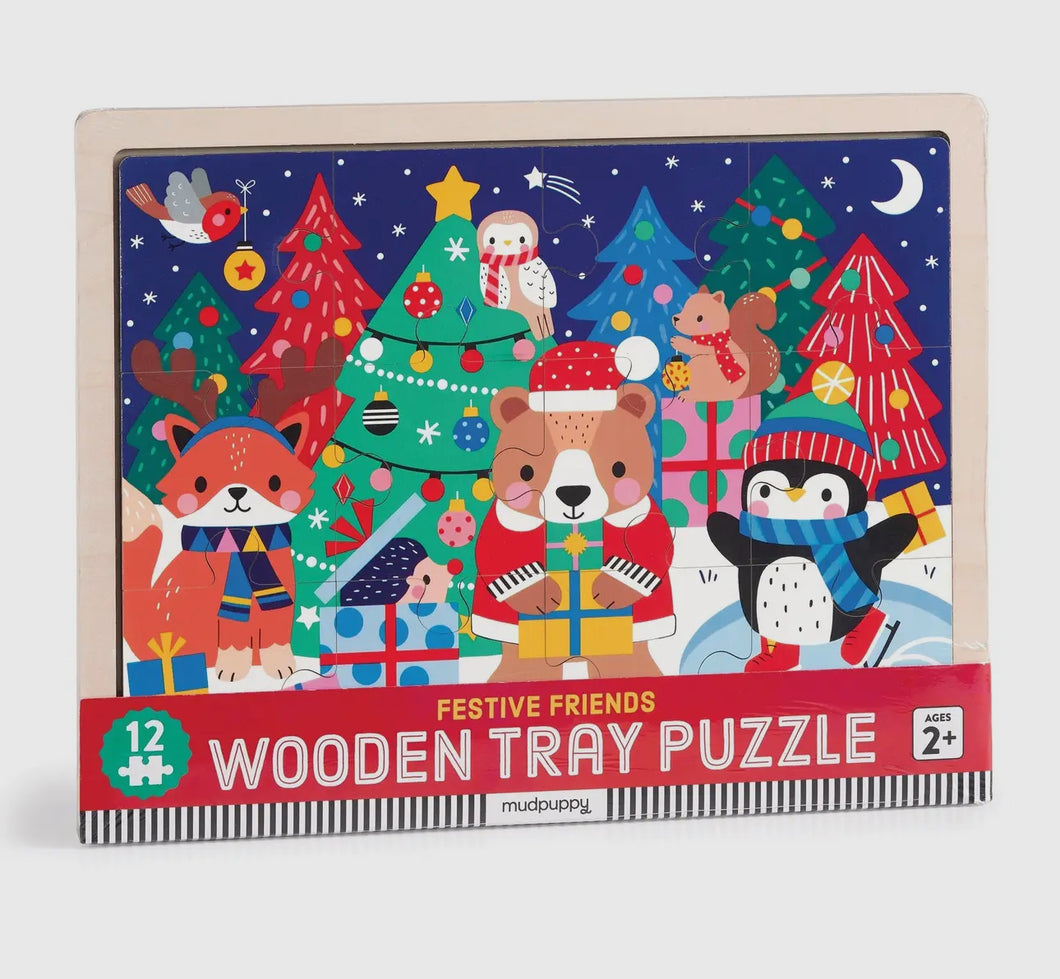 Festive Friends 12 Piece Wooden Tray Puzzle