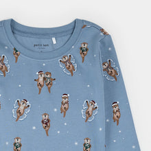 Load image into Gallery viewer, Otterly Festive Print on Pearl Blue PJ Set
