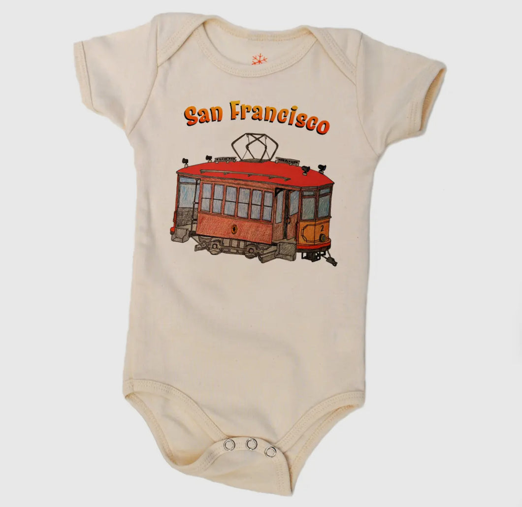 Baby Organic Bodysuit- San Francisco Street Car