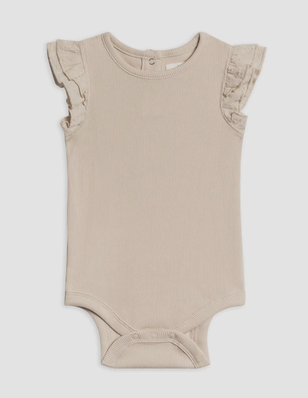 Maggie Ribbed Short Sleeve Bodysuit with Eyelet Ruffle