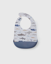Load image into Gallery viewer, Silicone Bib- Smiley Sharks
