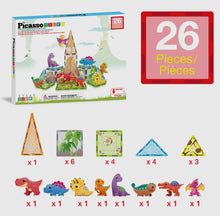 Load image into Gallery viewer, PicassoTiles 26pc Dino Theme Magnetic Tile Building Set
