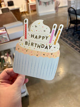 Load image into Gallery viewer, Birthday Cupcake die-cut folded Greeting Card
