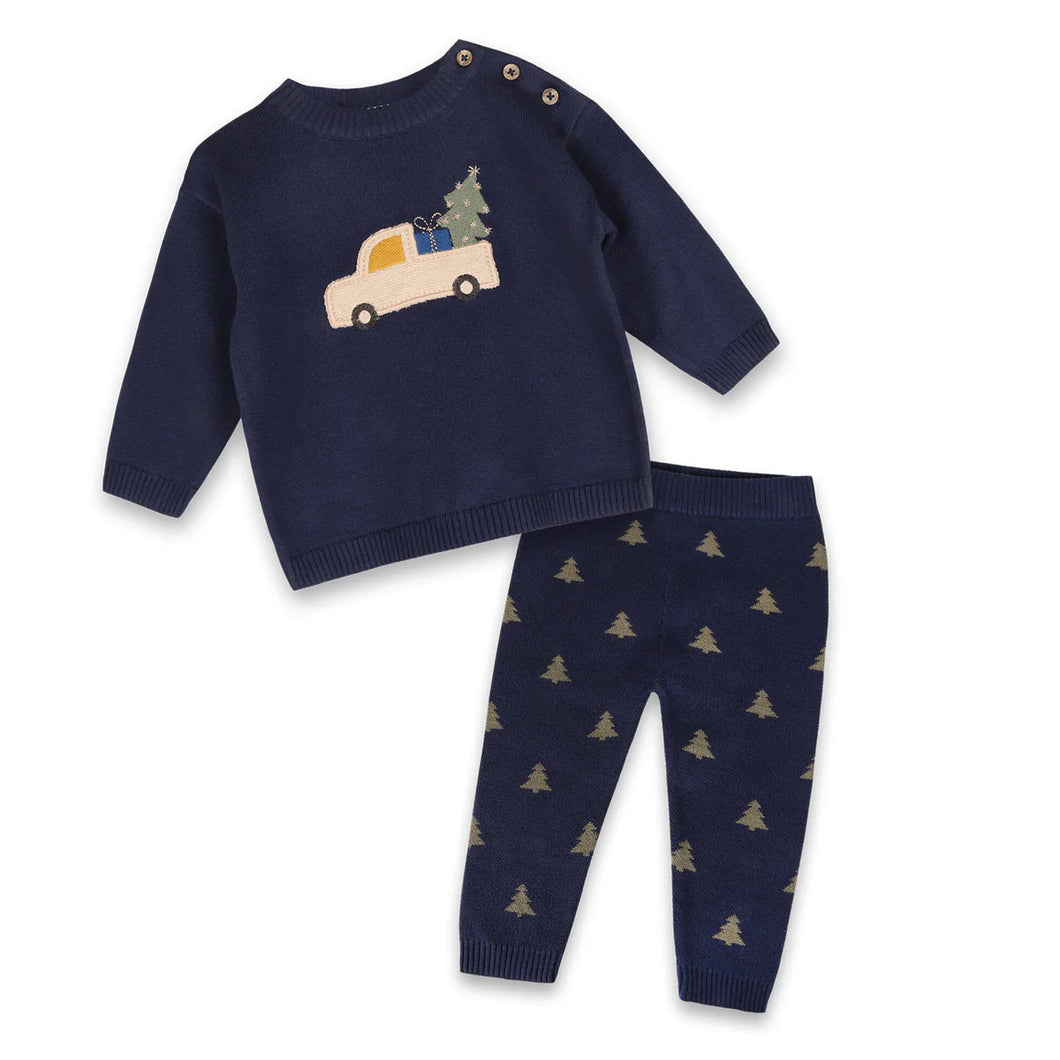 Jolly Truck Applique Sweater Knit Set
