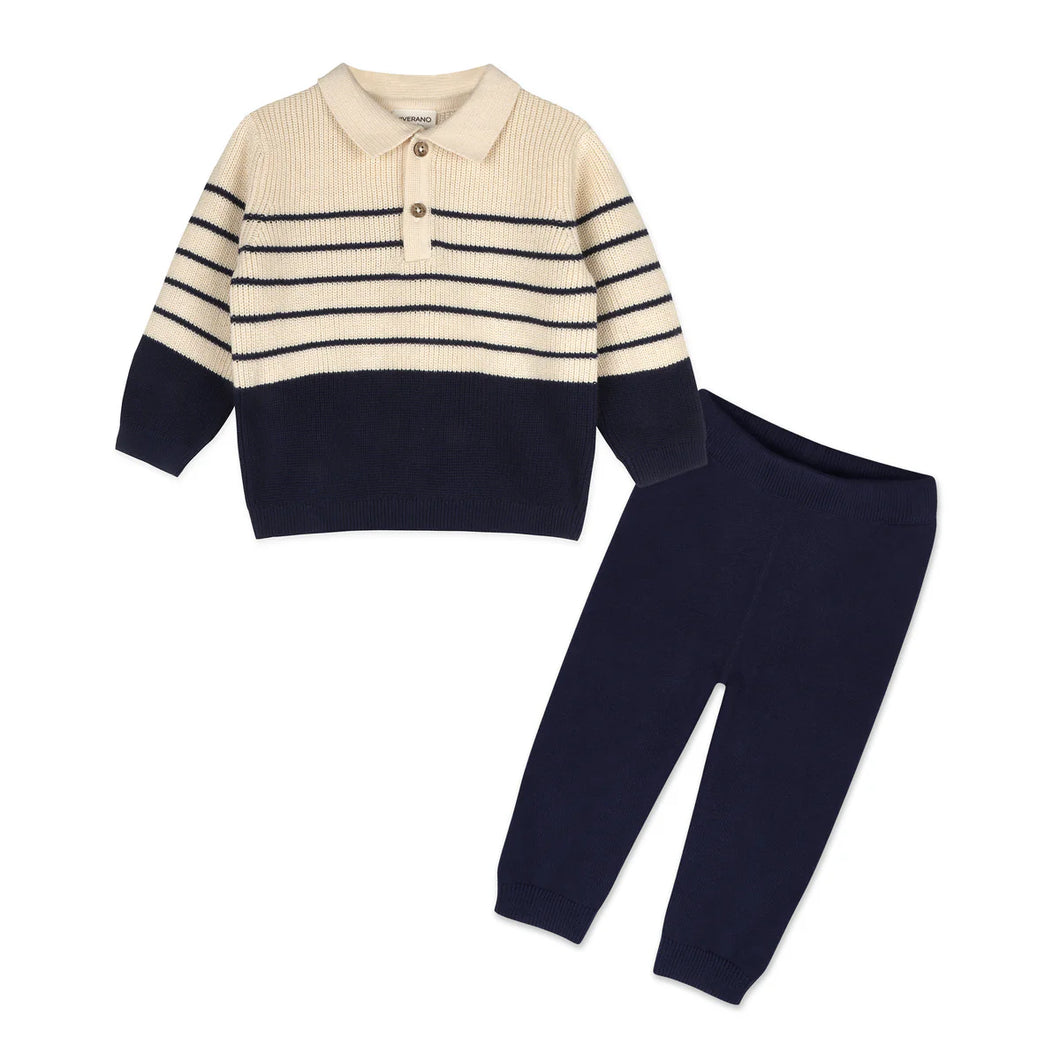 Classic Stripe Polo Sweater Set