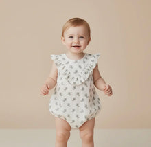Load image into Gallery viewer, Baby Organic Sleeveless Ruffle Bubble Romper- Poppy
