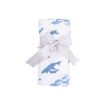Load image into Gallery viewer, Swaddle Blanket- Watercolor Blue Whales 47 x 47
