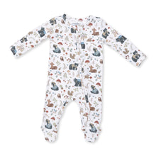Load image into Gallery viewer, Southern Woodland Animals Green 2 Way Zipper Footie
