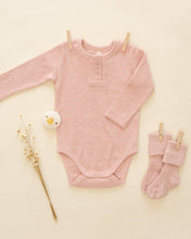 Load image into Gallery viewer, Quincy Mae - Ribbed Long Sleeve Onesie Rose
