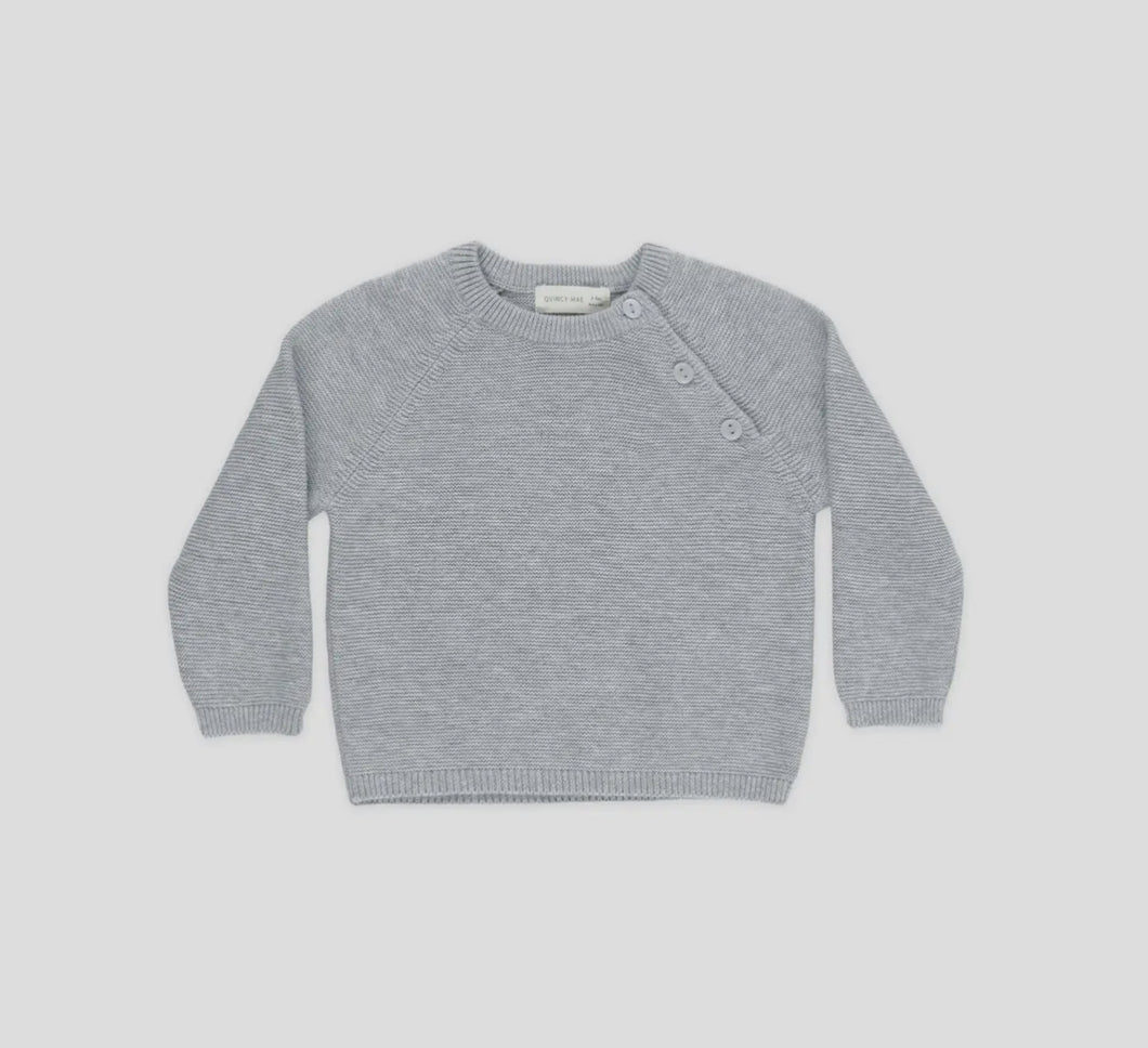 Bailey Knit Sweater- Heathered Dusty Blue