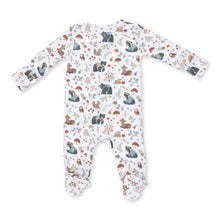 Load image into Gallery viewer, Southern Woodland Animals Green 2 Way Zipper Footie
