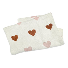 Load image into Gallery viewer, Organic Jacquard Sweater Knit Baby Blanket Natural- Loving Hearts
