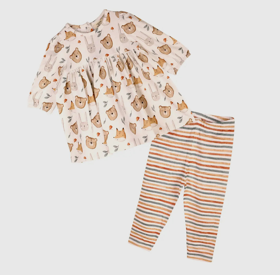 Forest Animals Baby Dress & Legging Set