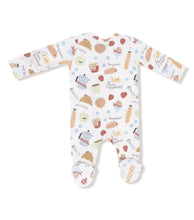 Load image into Gallery viewer, 2 Way Zipper Footie- Bonjour Breakfast
