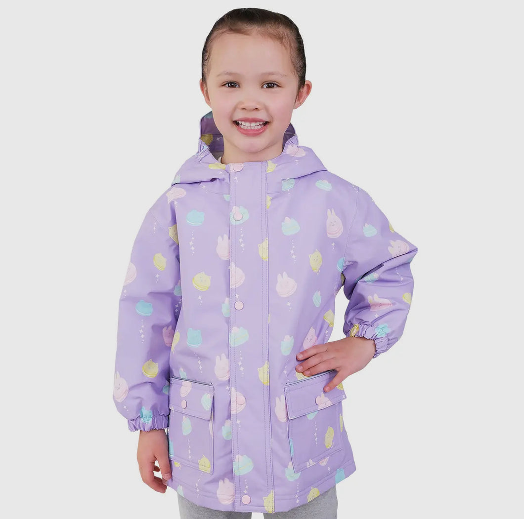 Kids Fleece Lined Rain Jackets-Macarons