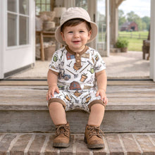 Load image into Gallery viewer, Farmer's Market Baby Shortall Romper
