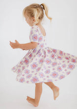 Load image into Gallery viewer, Short Sleeve Twirl Dress in Lavender Blooms
