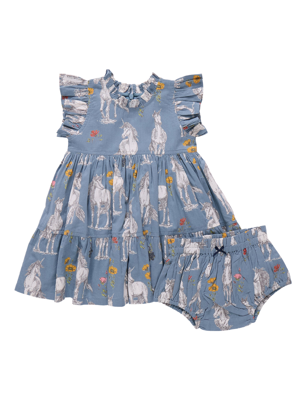 Baby Girls Jennifer Dress Set- Unicorn Field