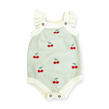 Load image into Gallery viewer, Cherry Stripe Baby Ruffle Romper
