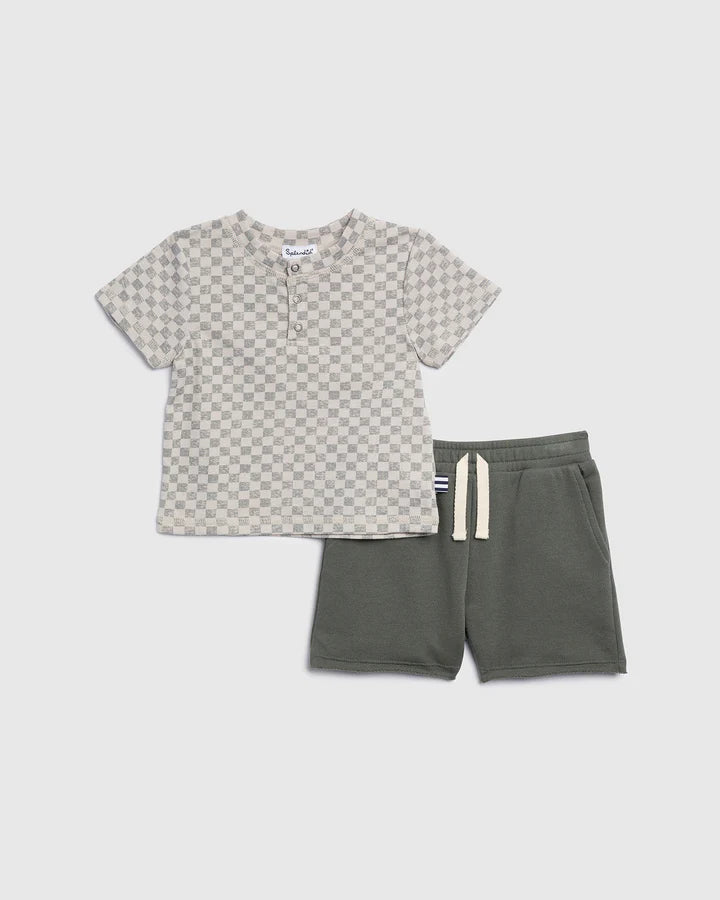 Infant Boy Checkered Print Tee Set