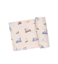 Load image into Gallery viewer, Oatmilk Swaddle Blanket- Golf Cart Cuties - 47X47
