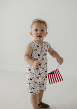 Load image into Gallery viewer, Sleeveless Romper- Burgers &#39;n Dogs
