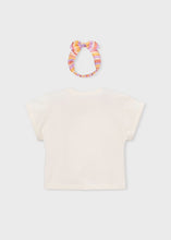 Load image into Gallery viewer, Girl Graphic T-shirt with Hair Tie- Bone
