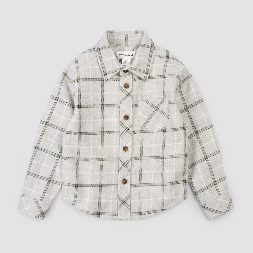Light Grey Plaid Flannel Shirt