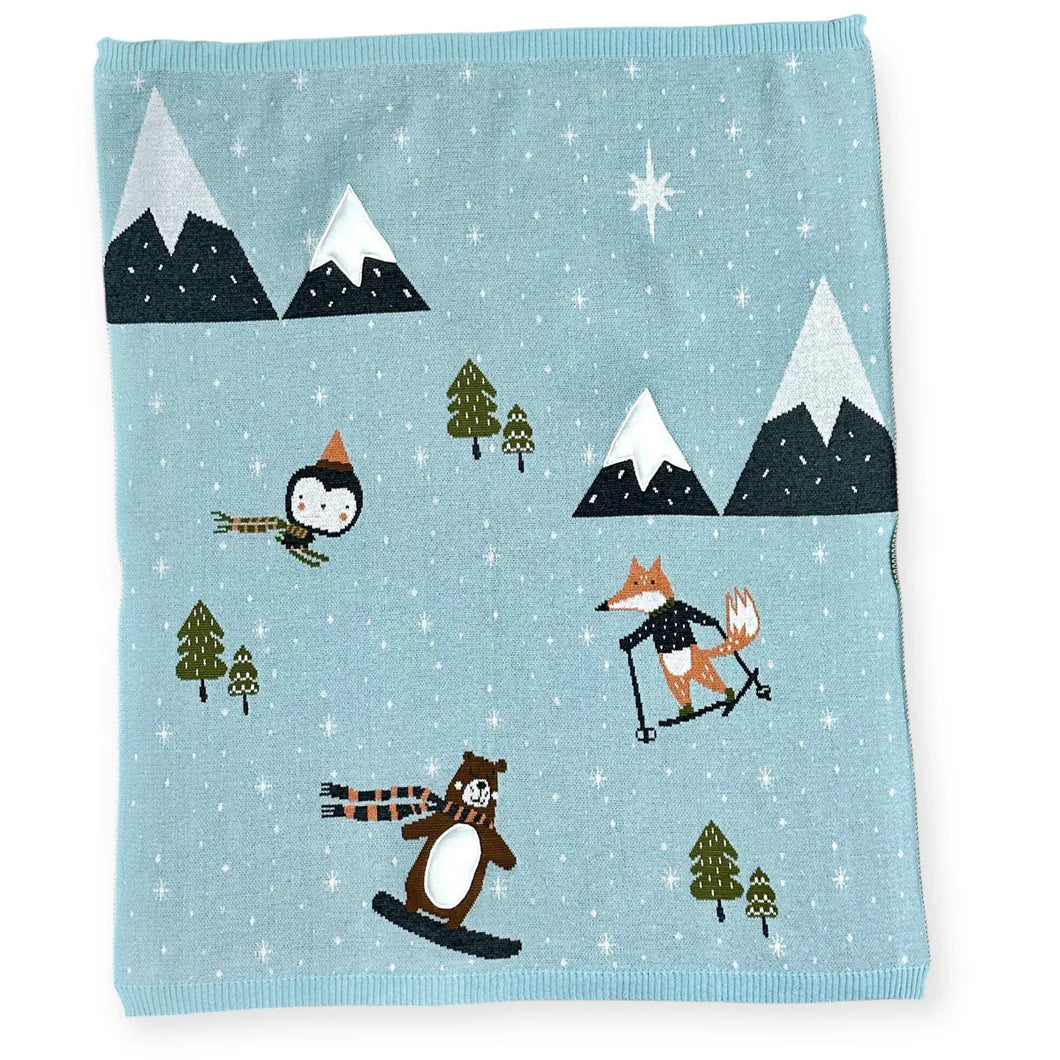 Organic Blanket- Fox & Bear Ski 3D