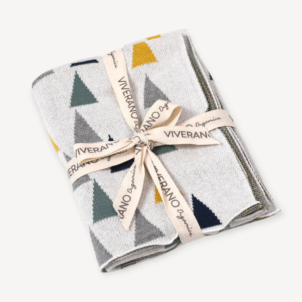 Organic Cotton Knit Blanket- Triangles