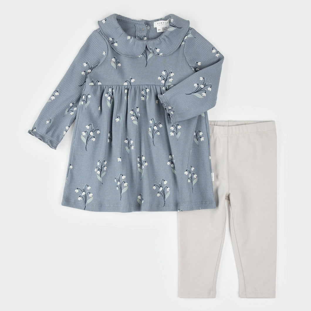 Snowdrop Print Ribbed Dress Set