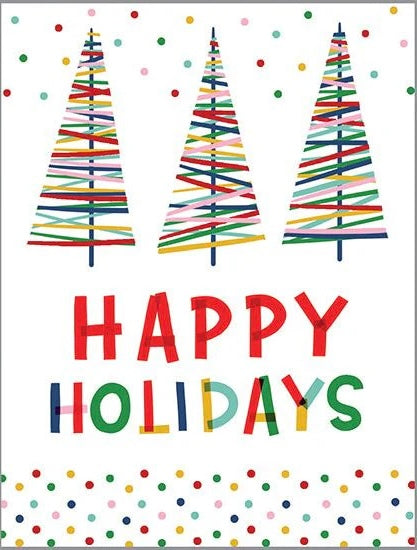 Christmas Greeting Card - Stripe Holiday Trees