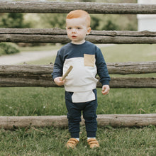 Load image into Gallery viewer, Color Block Dress Blue Outfit Set
