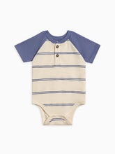 Load image into Gallery viewer, Sosa Raglan Henley Bodysuit - Sole Stripe / Marino
