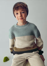 Load image into Gallery viewer, Boy Striped Knit Sweater- Glacier

