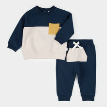 Load image into Gallery viewer, Color Block Dress Blue Outfit Set
