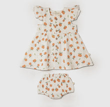 Load image into Gallery viewer, Organic Button Flutter Dress Set- Mandarin
