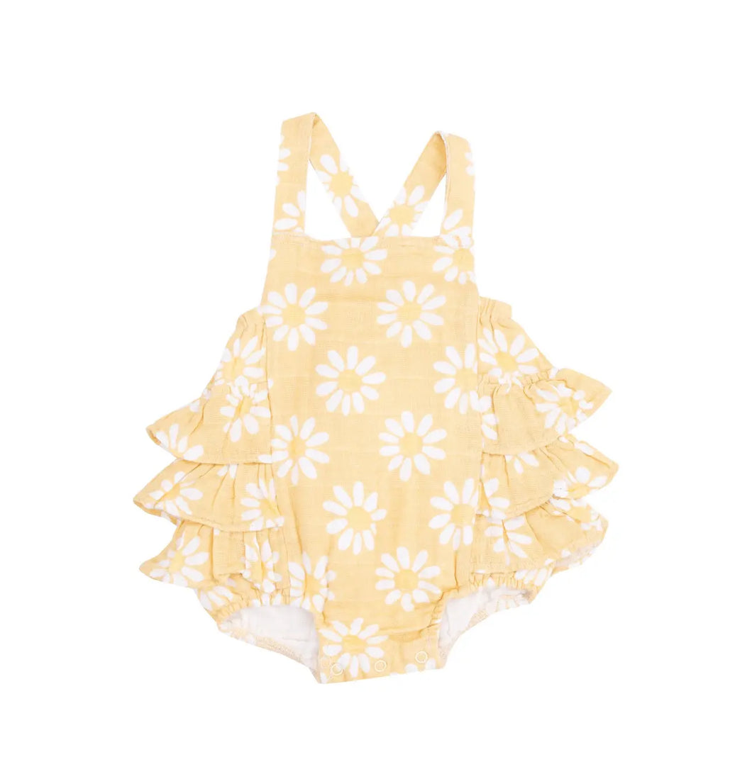 Ruffle Sunsuit - Yellow Mod Daisy Angel Dear