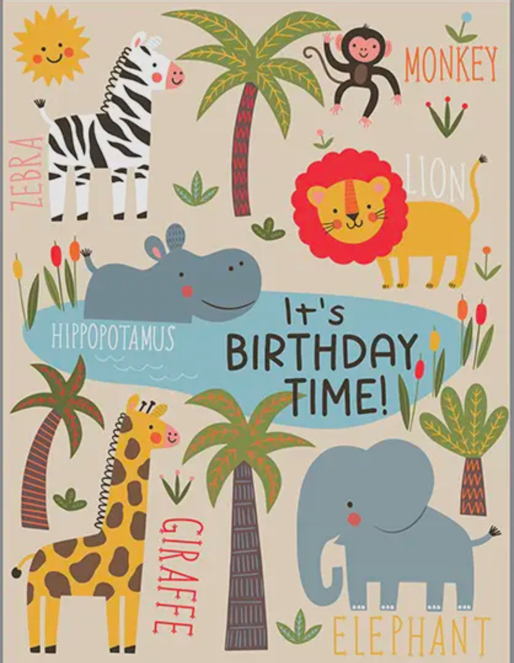 Birthday Greeting Card - Cute Jungle Animals-Kids