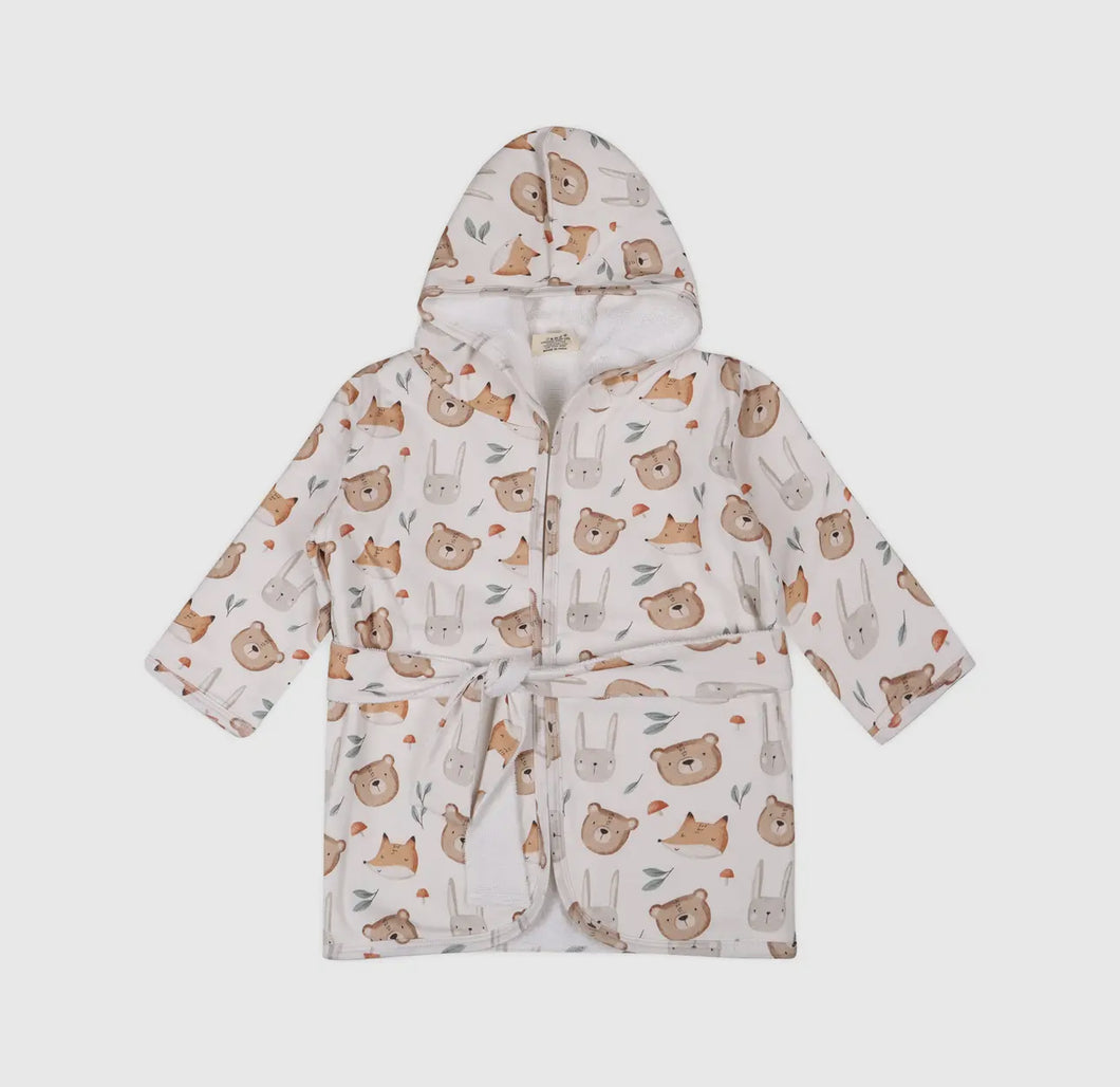 Forest Animals Baby Bathrobe- 0-9m