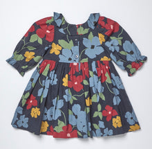 Load image into Gallery viewer, Girls Amara Dress- Navy hibiscus floral
