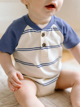 Load image into Gallery viewer, Sosa Raglan Henley Bodysuit - Sole Stripe / Marino
