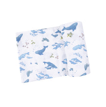 Load image into Gallery viewer, Swaddle Blanket- Watercolor Blue Whales 47 x 47

