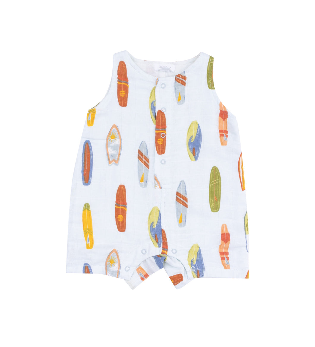 Sleeveless Shortie Romper- Vintage Surfboards