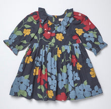 Load image into Gallery viewer, Girls Amara Dress- Navy hibiscus floral
