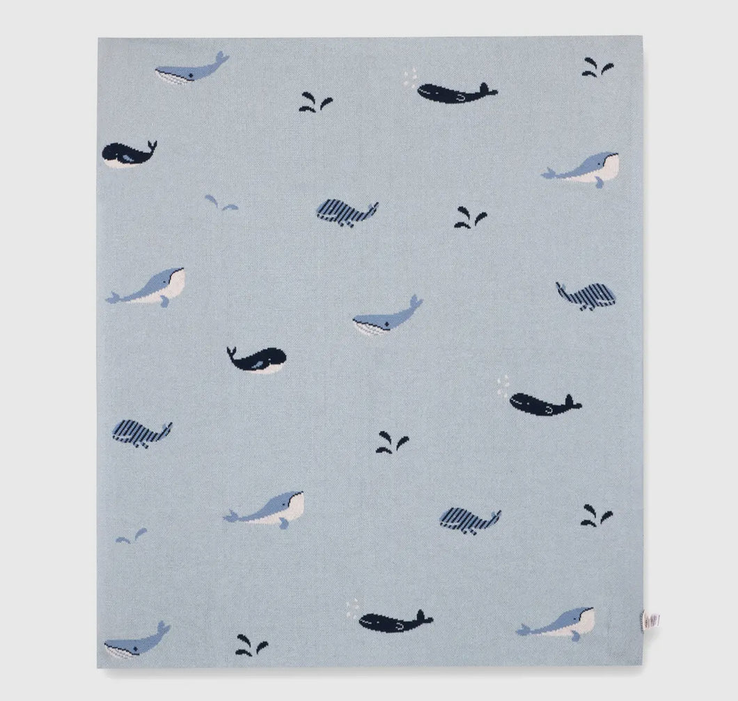 Organic Cotton Blanket- Whales