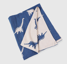 Load image into Gallery viewer, Organic Cotton Reversible Blanket- Dinosaur
