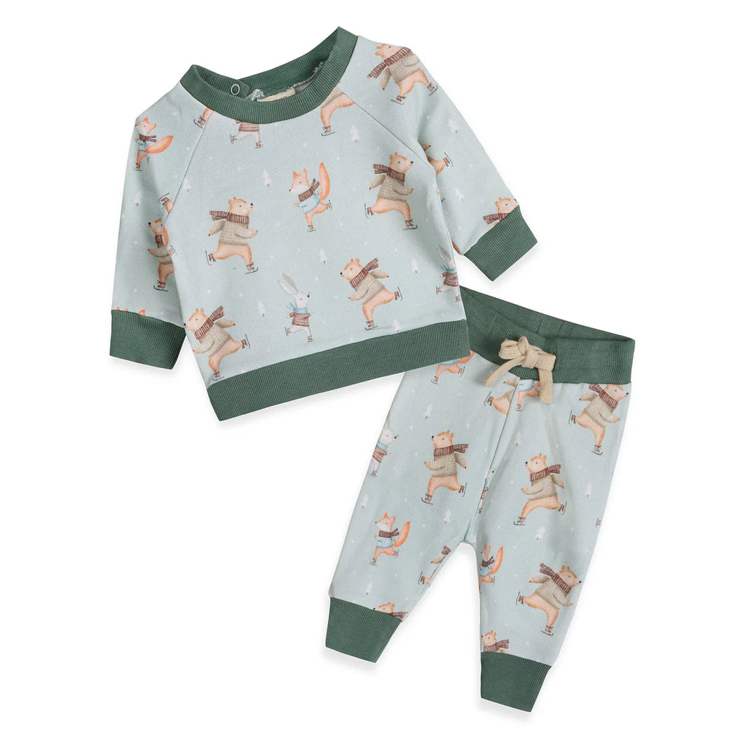 Ice Skaters Bear Baby Sweatshirt & Pants Set